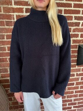 Classic Navy Turtleneck Sweater - Women's Cozy Knit
